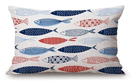 Ocean Fish Cotton Linen Decorative Pillow Cover Cushion Case Jcp36