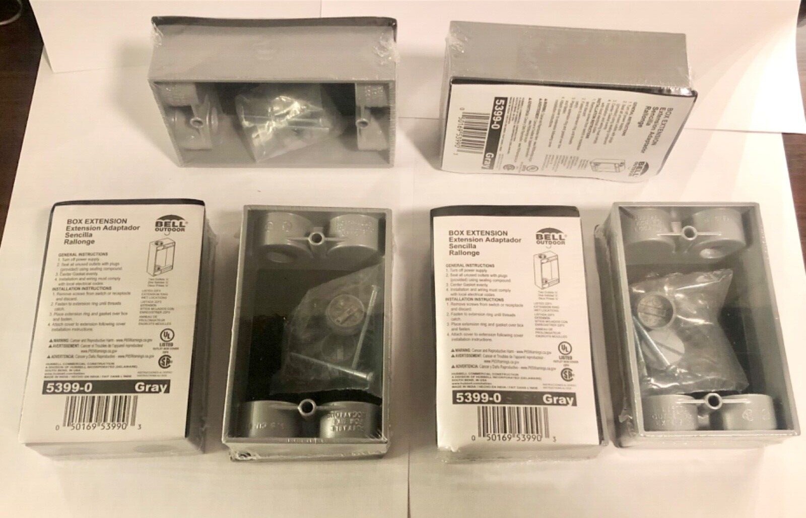 6 New Bell Outdoor 5399-0 Weatherproof Box Extension Ring Adapter Gray ...
