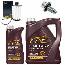 Motoröl Filter Set MANNOL 5W-30 API SN 6 Liter + Schraube für Chevrolet Opel 2.2