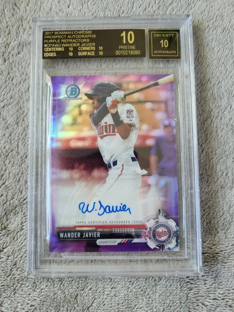 2017 Bowman Chrome Purple Refractor Wander Javier RC Auto /250 BGS Black Label