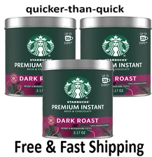 (3 Pack) Starbucks Premium Instant Coffee, Dark Roast, 100% Arabica, 3.17 Oz Ea