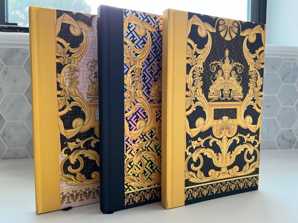 NEW FENDACE Fendi x Versace 2022 Notebook Set of 3 Books Black