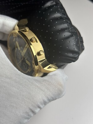 Diesel Original DZ7371 Mr Daddy 2.0 Gold Case Black Leather Chrono