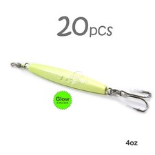 20pcs Fish WOW! 4oz Fishing Diamond Jig Fish bait w/ a Treble Hook Glow in dark