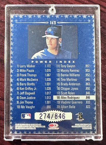 ALEX RODRIGUEZ 1998 DONRUSS PRODUCTION LINE BLUE REFRACTOR MIRROR 274/846 - Picture 2 of 2