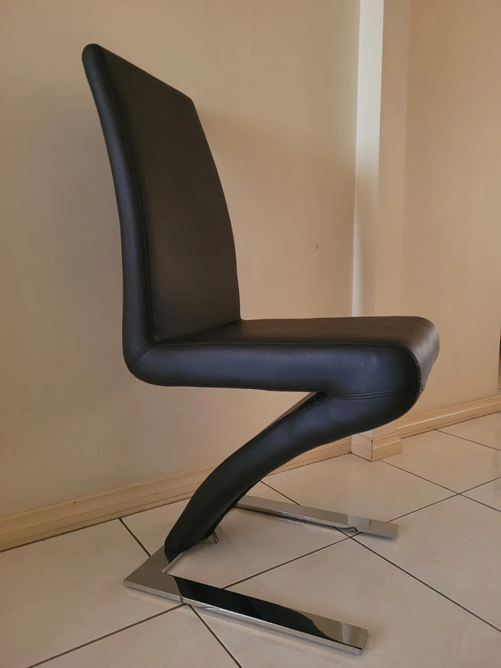 4x NEW Dining Chairs Set Z-Shape Dark Brown Faux Leather - image 3 of 4