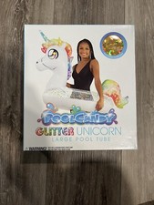 POOL CANDY Glitter Unicorn Large Inflatable Pool Tube Float NEW 40 - New