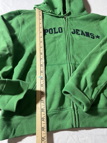 Felpa con cappuccio zip intera vintage Y2K Ralph Lauren Polo Jeans Junior Teens Med - Foto 5 di 8