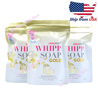 Snail White Gold Whipp Soap w Delicate Net to form a Soft Whip Foam 100g pack 3