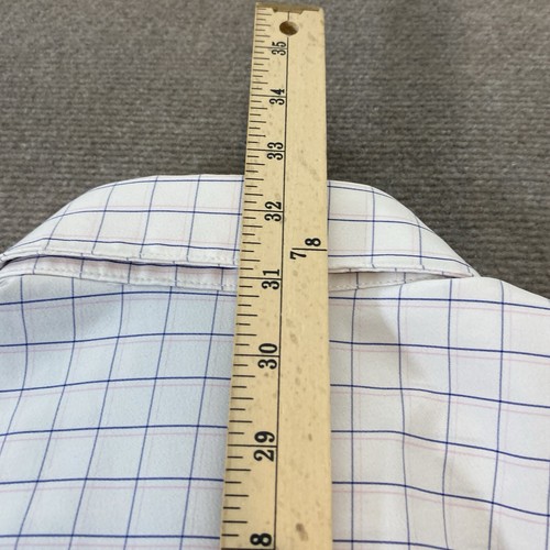 Mizzen & Main Shirt Mens Large White Plaid Button Trim Fit Long Sleeve Stretch - Picture 10 of 11