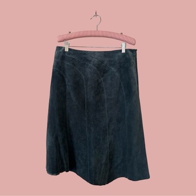 i.e. Blue Patterned Suede Raw Hem Asymmetrical Skirt Size 12
