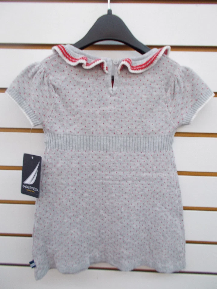 Vestido Suéter Gris Bebé y Niñas Nautica $34.50 - $36.50 Tallas 12 Meses - 6X Foto 2 de 3