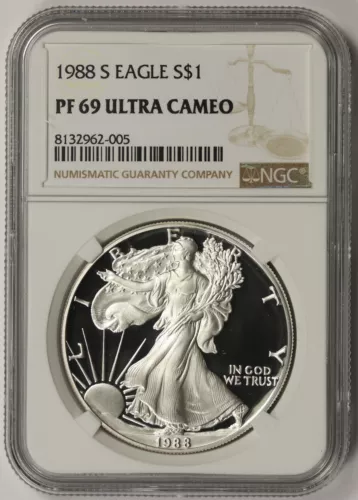 1988-S American Silver Eagle $1 Proof PF 69 Ultra Cameo NGC