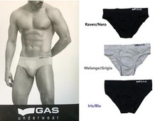 N.3-SLIP-Mutande-Uomo-GAS UNDERWEAR-Cotone Bielastico-elastico Interno con LOGO