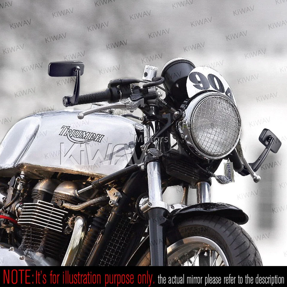 Espejos retrovisores de extremo de barra de moto clásicos para barra roscada de 8 mm Foto 2 de 4