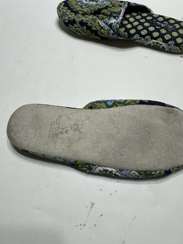 Vera BRADLEY Zipper Pouch Green & Blue Pattern Slippers and Bag size 7-8 - Picture 19 of 24