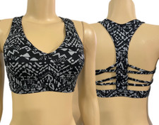 Victorias Secret Lightly Lined Strappy Racerback Sports Bra Small Black Gray