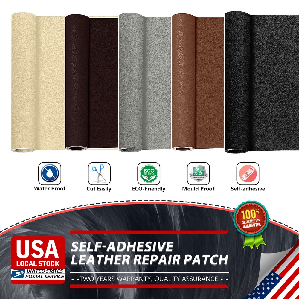 1.7sqft Leather Repair Kit Self-Adhesive Patch Stick on Sofa Clothing Car Beige