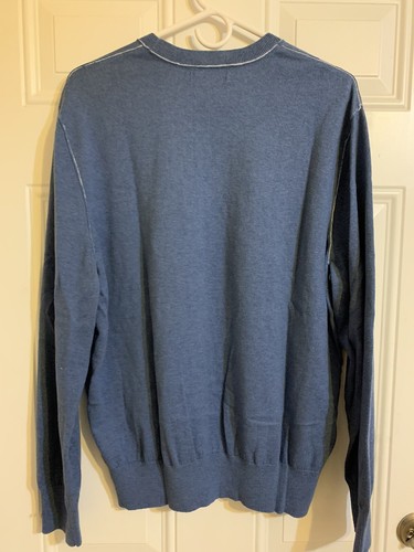 Banana Republic Men's Size XL Cotton Cashmere Blend Blue Sweater Crew Neck Knit - Picture 5 of 10
