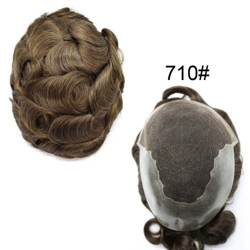 Mens Toupee French Lace Human Hair Front Bleached Knots Wig Hairpiece for Men - Picture 59 of 79
