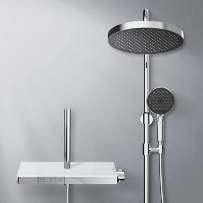 EMKE Duschsystem Duschset Mit Thermostat Regendusche Rund Kopfbrause Handbrause