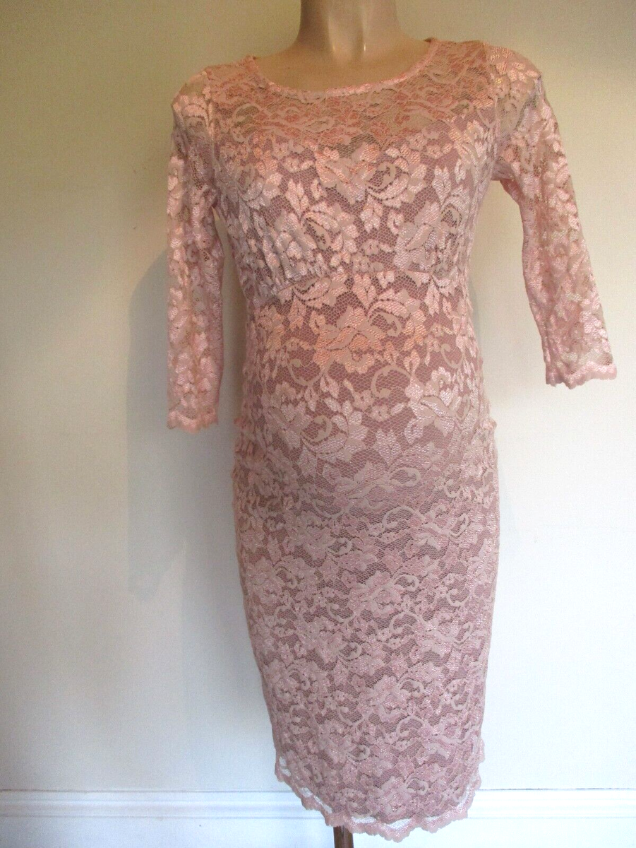 SERAPHINE LUXE MATERNITY PINK LACE OCCASION PARTY DRESS SIZE 10