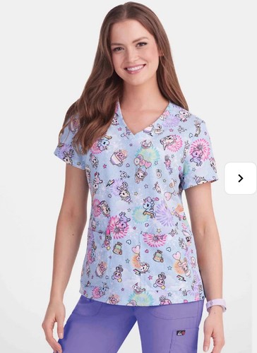 tokidoki X koi Medical scrub top Cotton Candy Carnival Leslie Top Size S