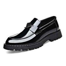 Thick Soled Men's Loafers Fashion Slip-on Dress Shoes Comfort Leather Footwear