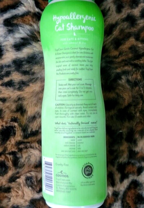 Tropiclean Hypoallergenic Cat Kitten Shampoo Coconut 12 oz New!