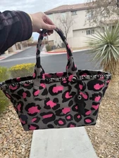 Marc Jacobs Walk on the Wild Side Pink Grey Blk Animal Print Canvas Tote Bag