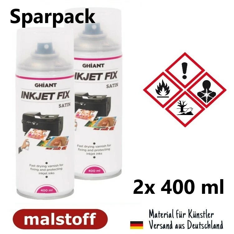 Ink-jet Fixativ Spray seidenglanz 2x400 ml schützt Ausdrucke DVD CD Ghiant