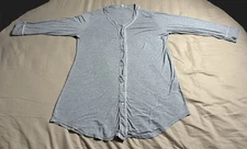 Lusofie Gray Women's Long Top Button Up Size XL Comfort