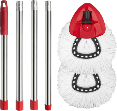 2 Spin Mop Kopf Ersatz, 1 Basis, 1 Mopp Griff (30-58 Zoll) Combo Mop Set Kompat - Bild 11 von 12