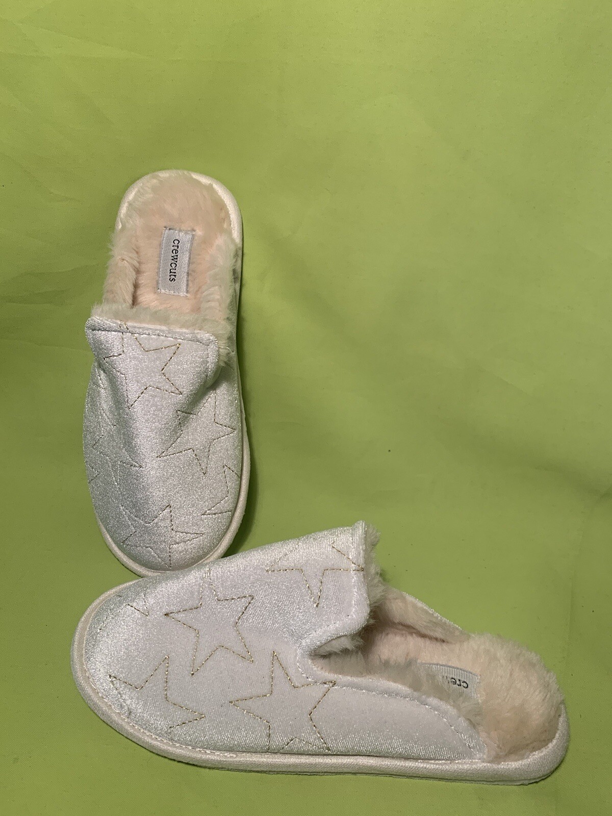 PANTOFOLA D’ORO Pantofole J Crew Crewcuts bambina stelle dorate foderate in finto sherpa taglia 4