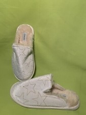 J Crew Crewcuts Girls Gold Stars Faux-Sherpa-lined Slippers Size 4