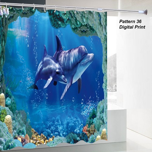 SHOWER CURTAIN 100% POLYESTER FABRIC MODERN DESIGNER WASHABLE + 12 HOOKS 180*180 - Picture 48 of 52