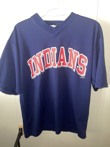 Camisa DE COLECCIÓN Cleveland Indians Para Hombre MEDIANA Cuello en V Azul Manga Corta Verdadero Fan - Imagen 1 de 4