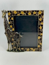 Giraffe Mama With Baby Picture Frame Enameled Crystals 3.5"x5" Rare