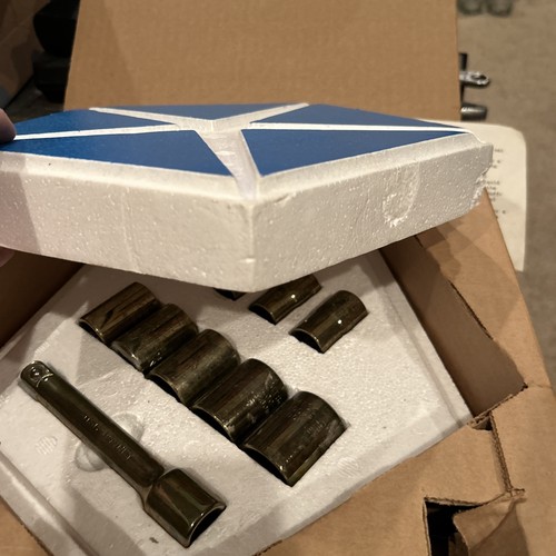 Vintage Bonney Gold 1/2" 8 pcs SAE Socket Set +  Extension Chrysler MTSC Award - Foto 9 di 13