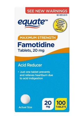 Equate Maximum Strength Famotidine Tablets, 20 mg, Acid Reducer, 100 count.,.