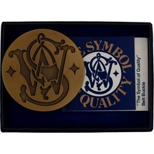 New Brass Smith Wesson S W 357 Magnum Revolver Gun Logo 70s Vintage Belt Buckle