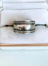 Vintage 90's Wide Band Bali Style 925 sterling silver Dome Ring Size 8.25