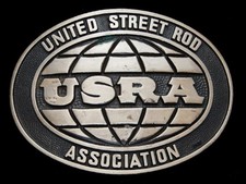 NF01171 VINTAGE 1980s UNITED STREET ROD ASSOCIATION SOLID BRASS RACING BUCKLE