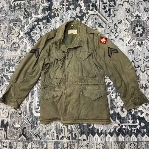 WW2 Korea M1943 M43 Field Jacket, Military Field Jacket 4th Us Army Corporal L