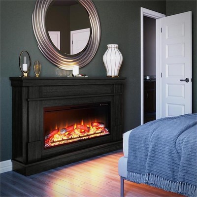 Ameriwood Home Elmcroft Wide Mantel with Linear Electric Fireplace