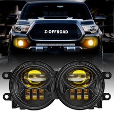 Yellow LED Fog Lights Assembly with Clear Black - Yellow Light w/Clear Lens
