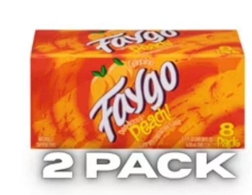 Faygo Peach Soda, 12 fl oz Cans 2 Pack Juicy Peach Flavor,Caffeine-Free Soft