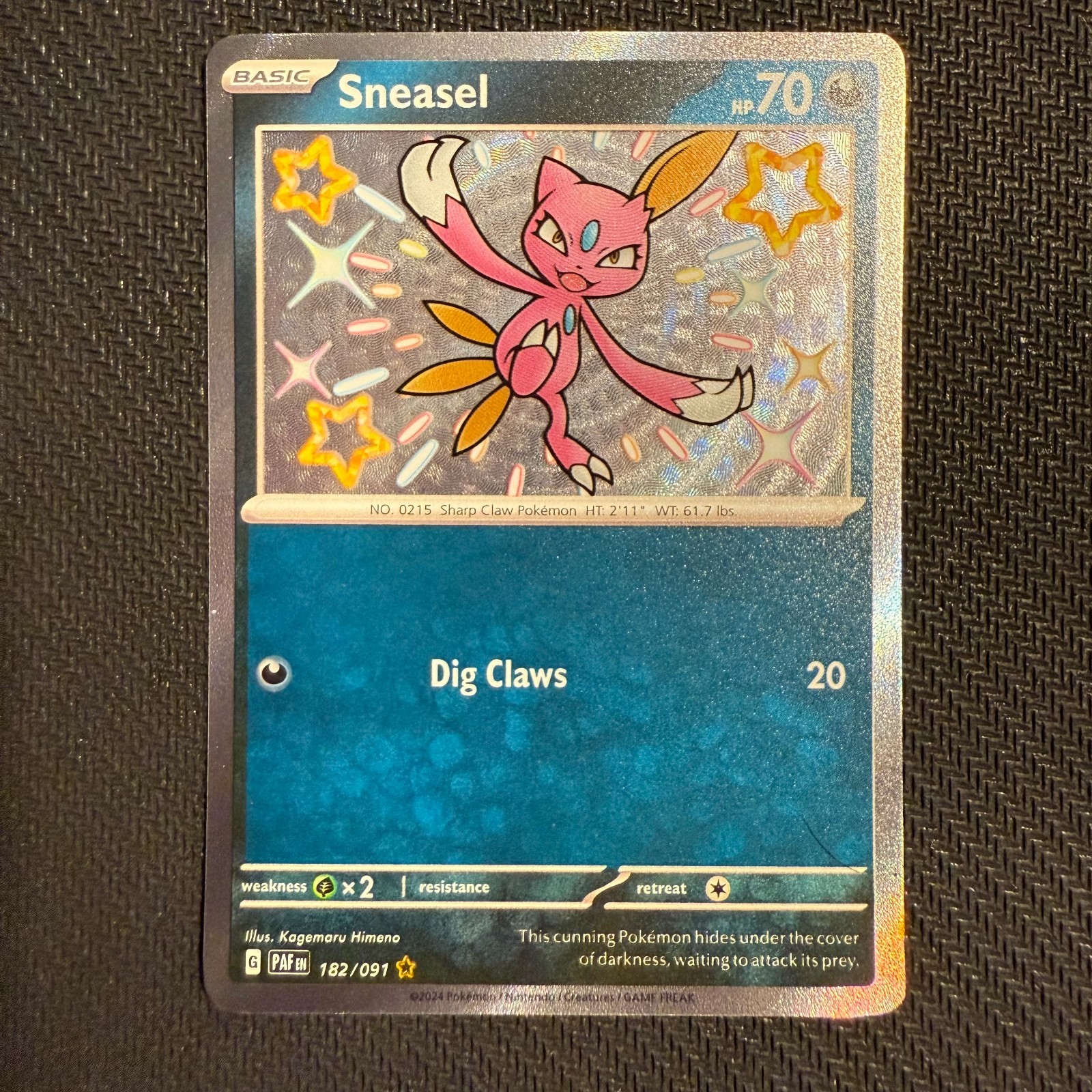 Sneasel 182/091 NM Shiny Rare Full Art Sv: Paldean Fates Pokemon TCG