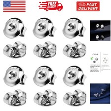 12PCS Real 925 Silver Earring Backs Replacements, 18K White Gold Plated Hypoa...