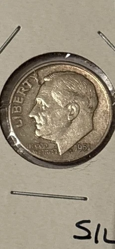 1951 D Silver Roosevelt Dime XF
